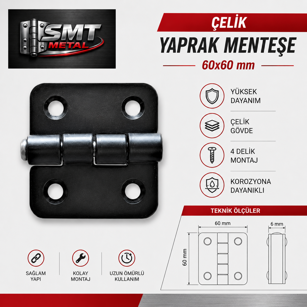 60X60 ÇELİK YAPRAK MENTEŞE