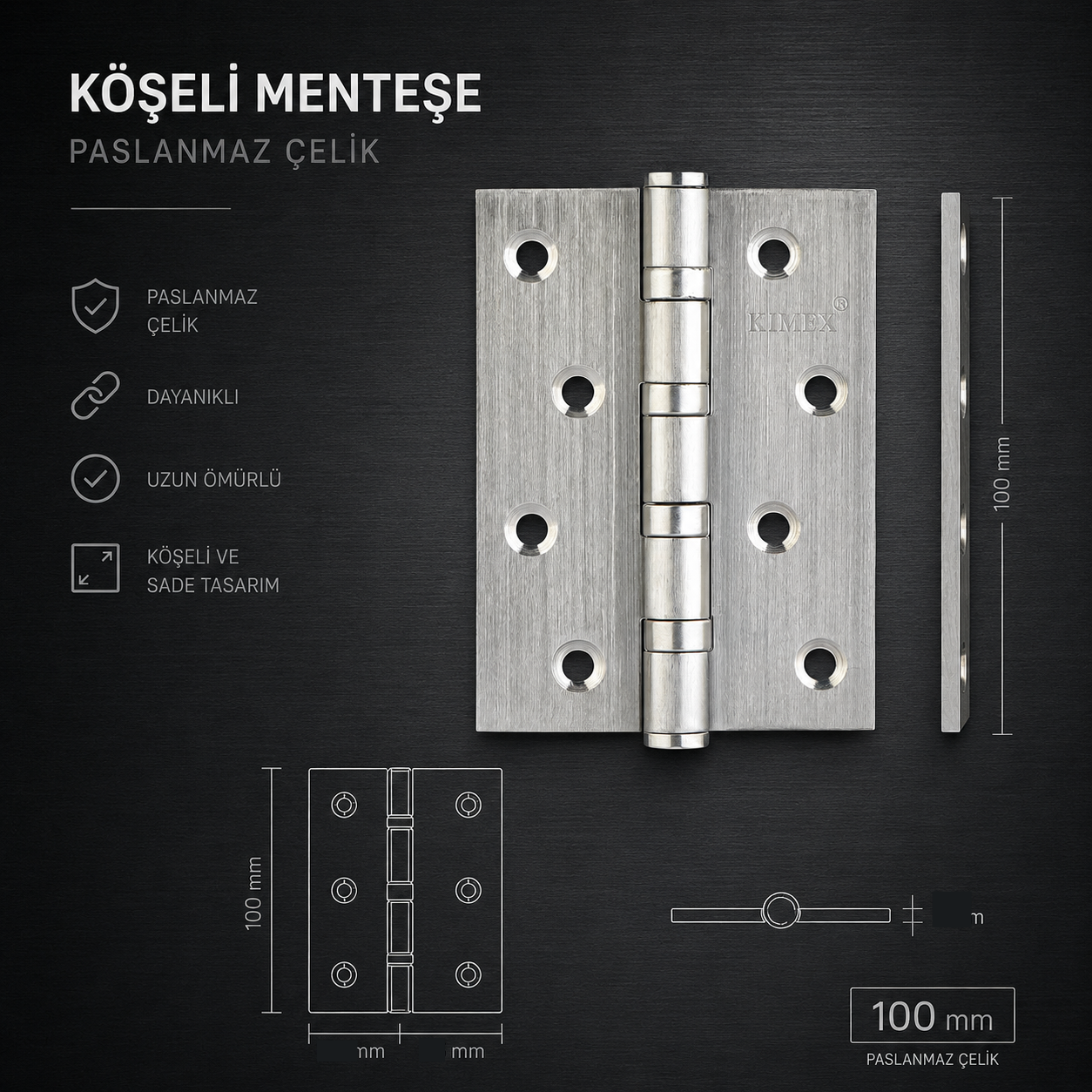 Paslanmaz Köşeli Menteşe