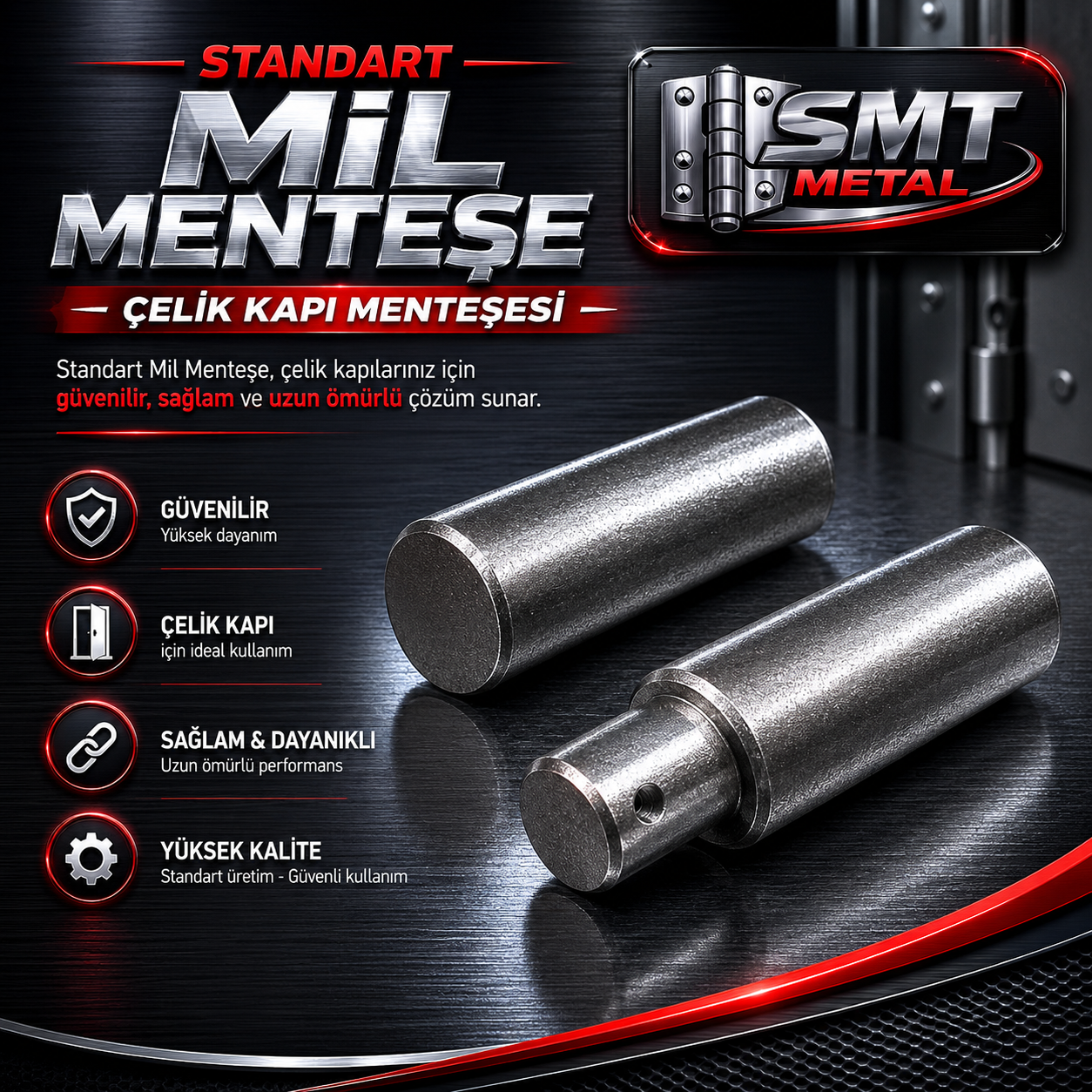 Demir Mil Menteşe - Çelik Kapı Menteşesi