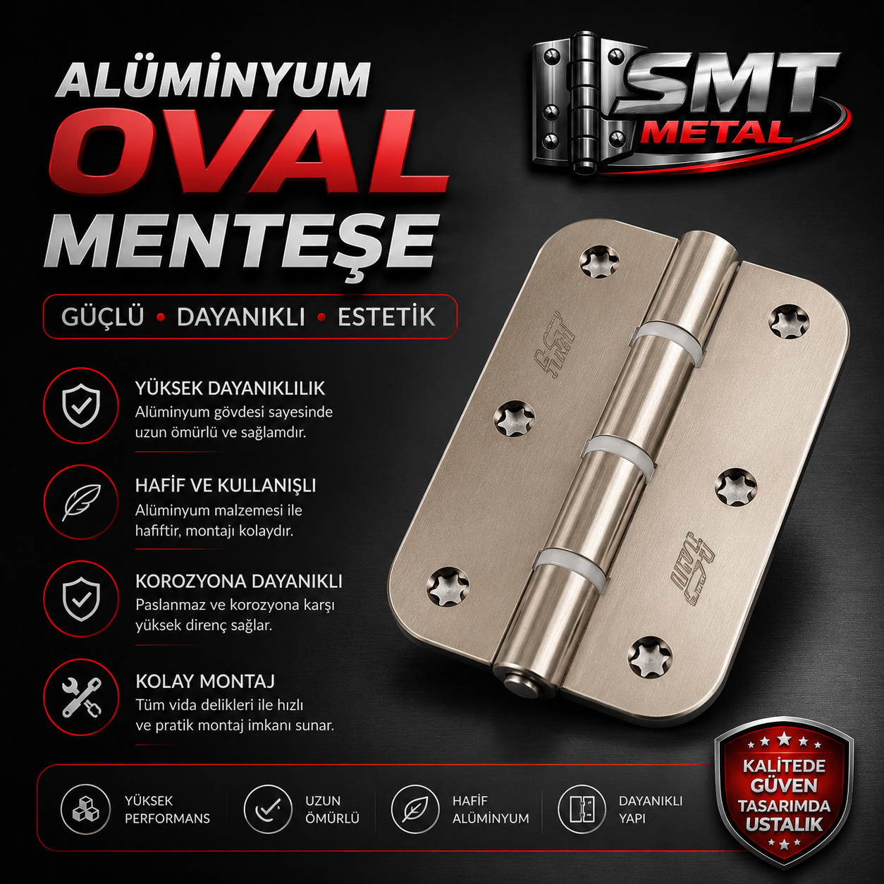 Alüminyum 10 cm Oval Menteşe